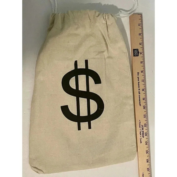 Wild West Bank Robber Money Bag Sack Pouch Outlaw Western Costume Accessory Prop - Picture 3 of 4